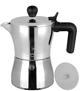 KASANOVA Caffettiera K line con adattatore - da 3 tazze, design Luca Traz