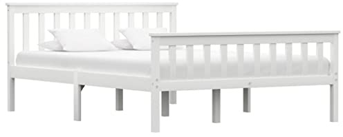 vidaXL Kiefernholz Massiv Bettgestell Bett Massivholzbett Holzbett Doppelbett Futonbett Bettrahmen Lattenrost Schlafzimmer Weiß 140x200cm