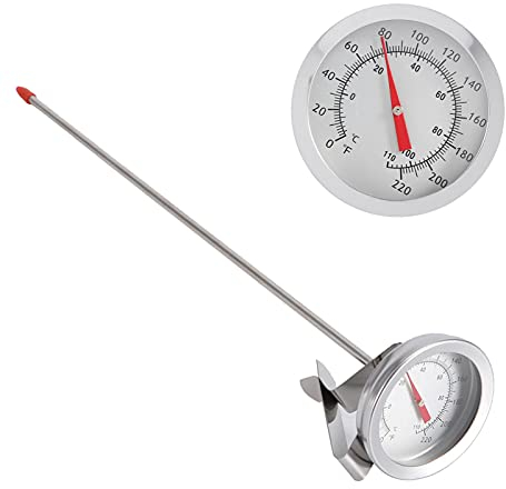 Agatige Instant Read Dial Thermometer, 0-220°F, 12 Inch Probe, Analog Display, Metal Body, Battery Powered, Consumer Dial Thermometers
