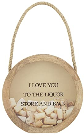 Mud Pie 48600144L Weinkorken-Display, rund, 25,4 cm Durchmesser, I Love You