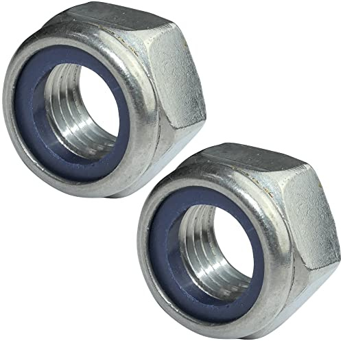 AERZETIX - C49576 - Set di 2 dadi esagonali di bloccaggio M16 Ø esterno 24mm - in acciaio inossidabile A2 - dadi autobloccanti con anello in nylon