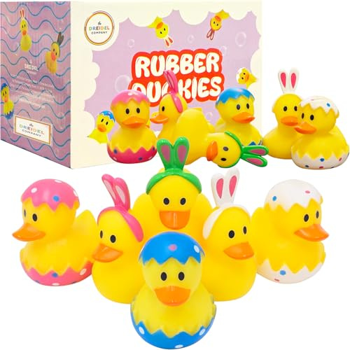 Easter Rubber Duck Toy Bunny Rabbit Pack of Six Duckies for Kids Easter Eggs, Bath Birthday Gifts Baby Showers Summer Beach and Pool Activity, 2 Inch Duckies