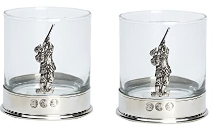 Farm Cottage Brands Pewterware Mounted 12oz Whisky Glass with a Clay/Game Shooting Emblem. in a Presentation Box of 1 or 2 Glasses (2)