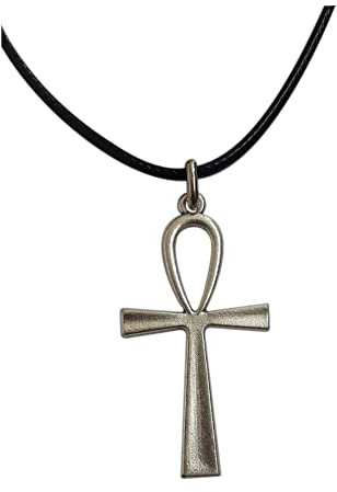 genérico Colgante Ankh Cruz egipcia de la vida con collar - Metal chapeada Plata - Joya artesanal - Cruz H 2,5 cm
