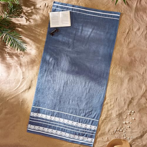 Catherine Lansfield Anchors 90x180cm Cotton Extra Large Beach Towel Blue
