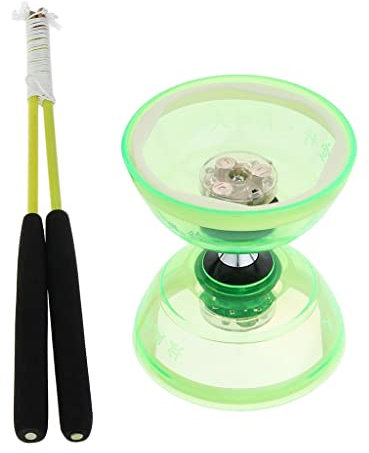 Fenteer Jonglierspielzeug Dreifach Lagerlichter Diabolo mit Handsticks &, Grün