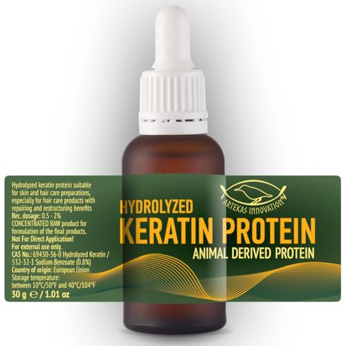 HIDROLIZADO DE PROTEÍNA DE QUERATINA - Líquida - 30 ml - El cabello fortalece y protege - Reduce los daños - Combate el encrespamiento - Suaviza - Hidrata - Aumenta la densidad