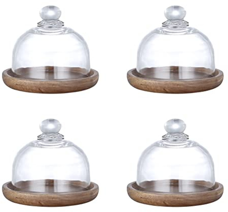 Lrtzizy Multifunctional Mini Dessert Serving Stand Cake Dish with Dome Lid Platter Cake Plate Hotels(4Pcs)