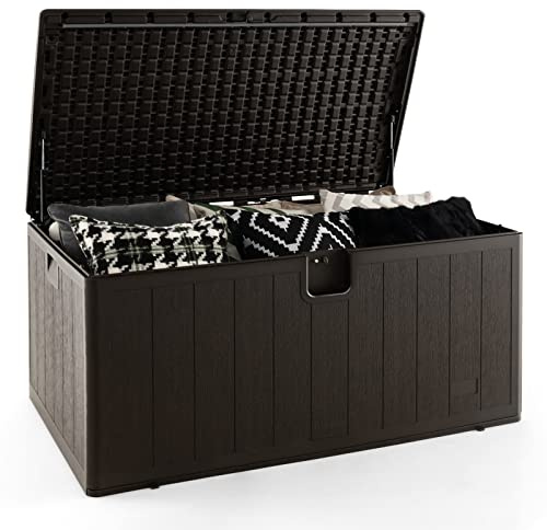 GIANTEX Auflagenbox wasserdicht XXL 492 Liter, Gartenbox Kissenbox Kissentruhe abschließbar, Aufbewahrungsbox mit Deckel & Hydraulischer Aufzugshaube, Terrassenbox 127 x 73 x 64 cm