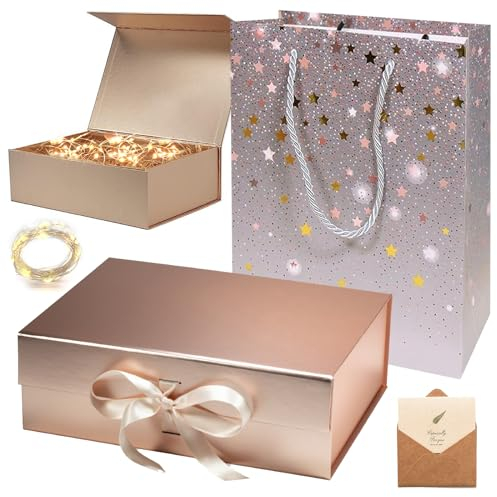 Magnetische Geschenkbox,Faltbare Geschenkkarton mit Magnetisch,Geschenkbox mit Deckel,Geschenktüten Set,für Hochzeit Geburtstag Weihnachten,Valentinstag