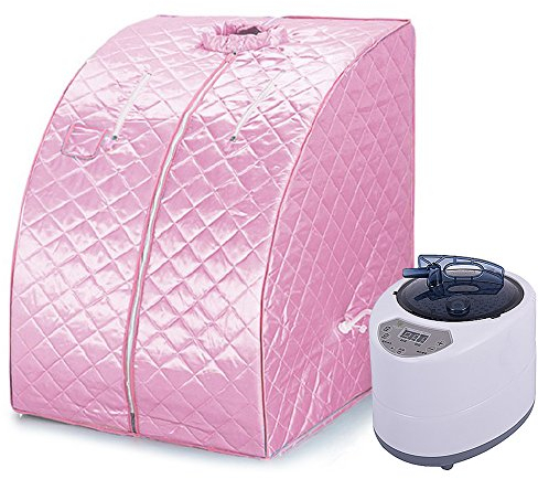 Sauna Portatile con Telecomando, Sauna da Casa, Sauna Mobile a Vapore Sauna Domestica Cabina Termica Sauna per Sedersi Cabina Sauna (E-75 * 35 * 25cm Rosa)