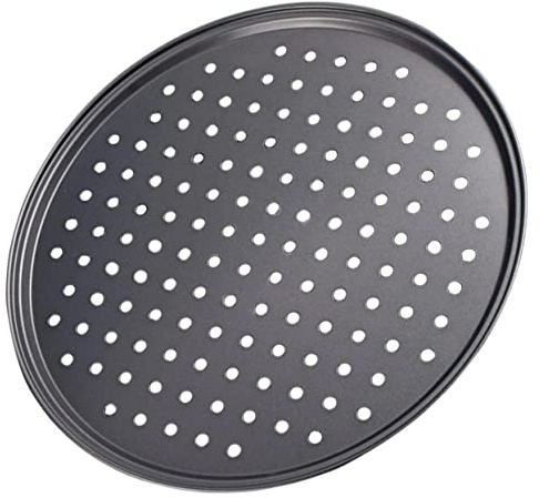 FUNOMOCYA Contenedores de microondas, bandeja de pizza para horno, bandejas de hornear para horno, bandeja antiadherente para, microondas, pizza, bandeja redonda para hornear, sartén de acero al