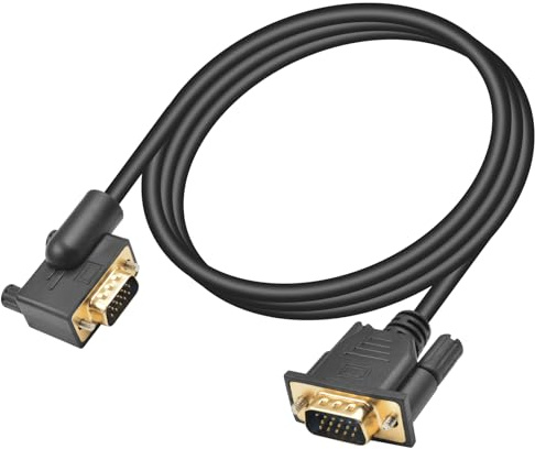 Maxhood 90 Degree VGA Cable 5ft Right Angle VGA to VGA Cord, 15 PIN VGA Computer Monitor Cable VGA Male to Male Cord 1080p High Resolution
