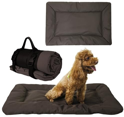 JIAMIAN cama perro Colchoneta Plegable para Perros, Cojín portátil para Perros, Lavable Impermeable Cama para Perros Grande, cama perro ortopedica (Marrón)