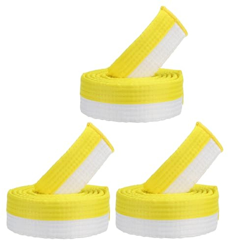 PATIKIL Taekwondo Farbiger Ranggürtel, 3er Pack 1,6 x6Ft 2M Polyester Kampfsport Judo Karate Gürtel für Trainer Unterricht Praxis, Weiß und Gelb