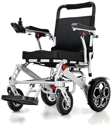 ByteTecpeak Foldable Electric Wheelchair for Adults with Removable 12Ah Lithium Battery, 500W Motor, 20km Range, 150kg Capacity, Lightweight Aluminium Powerchair-Travel & Airplane Approved