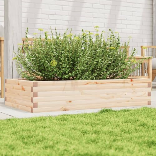 Gecheer Jardinière 110x60x23 cm Bois de pin Massif, Bac de Plantation pour Cultiver Fleurs Herbes Plantes, Lit Surélevé Potager pour Terrasse Balcon Extérieur