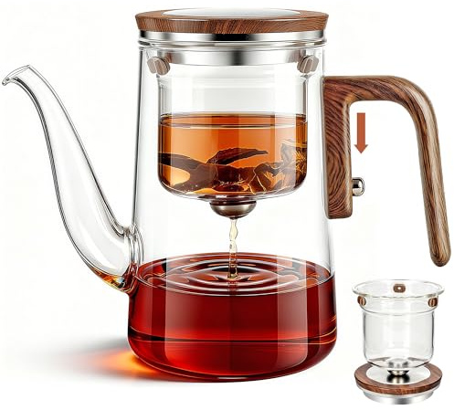 MACTANO Enchant Teekanne, magische Hexerei, verzauberte Glas-Teekanne mit langem Ausgießer, 800 ml