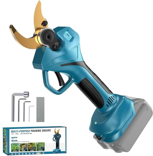 DOICAH Akku Astschere 18V, 40mm Drahtlose Elektrisch Gartenschere, Max Öffnung 65mm Kompatibel für Makita BL-18V, Bürstenlosen Motor, LCD-Display, zum Beschneiden von Bäumen (Kein Akku)