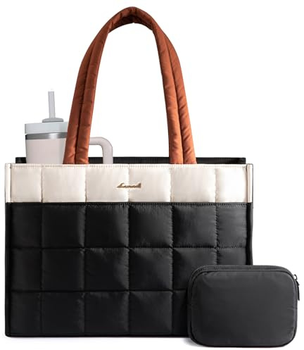 LOVEVOOK Handtasche Damen Shopper Tasche, Puffer Laptoptasche 15,6 Zoll Arbeitstasche Aktentasche, Groß Tote Bag Women Lehrertasche Schultasche Schultertasche Handbags für Uni Business Schule