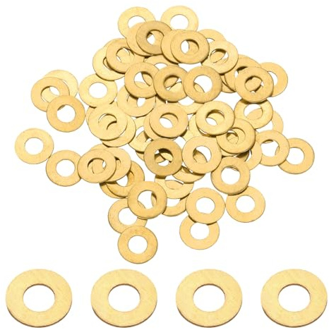 PATIKIL 100 Stück M4 Messing Unterlegscheiben, 4mm ID x 10mm AD x 0.5mm D Kupfer Flach Unterlegscheiben Dichtringe Kupferringe Crush Washer für Schrauben Bolzen Fabriken Projekte