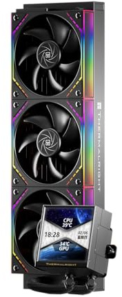 Thermalright Peerless Vision 360 ARGB Black Aio CPU Flüssigkeitskühler, 3,95 Zoll-IPS-Bildschirm mit 480x480 Auflösung, Wireless Splicing CPU Lüfter, für AM5/Intel LGA1851/1700