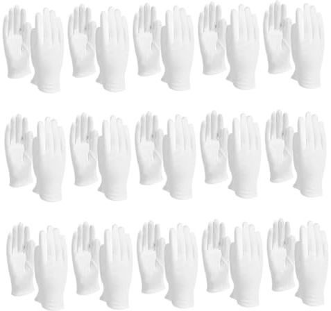 15 Paia Guanti da Lavoro in Morbido Cotone, Guanti da Lavoro in Cotone Bianco per Uomini Donne che Serviscono, Camerieri, Autisti, Protettivi per Ispezione di Gioielli (Piccolo)