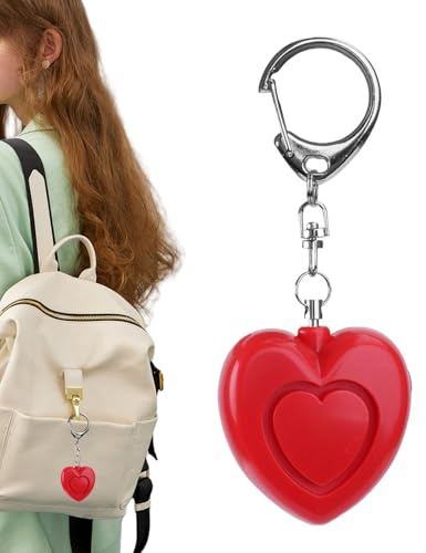 Duroecsain Alarme personnelle - Appareil en Forme de cœur de 125 DB pour avertissements de Protection | Protection d'alarme sécurisée avec Porte-clés avec lumière | pour Les Femmes Filles, Les