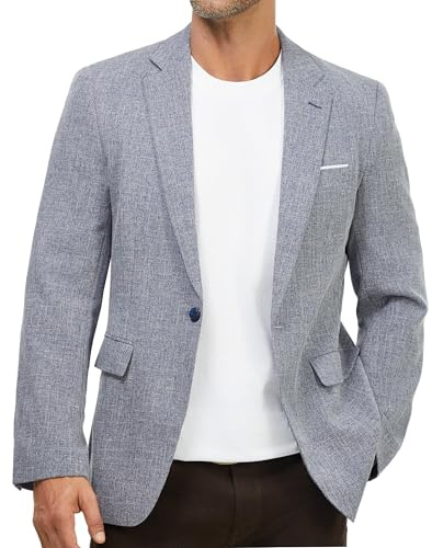 Blazer Hombre Casual Elegante 1 Botón Chaqueta Traje Oficina Negocios Chic | Chaqueta de traje casual para hombre, ligera y cómoda, ideal para oficina, reuniones de trabajo, viajes y uso diario