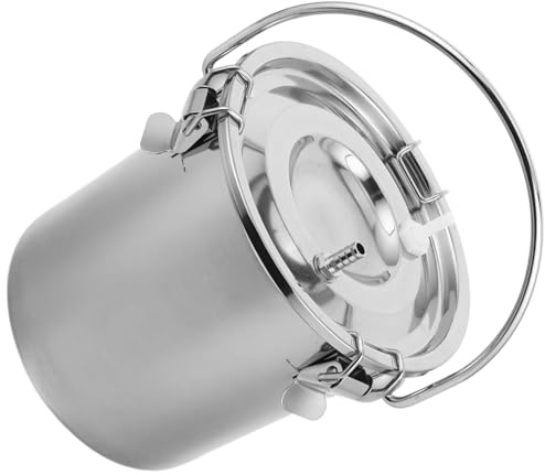 Oxxggkao Cubo de leche de acero inoxidable 3L/5L para vacas, cabras y caballos, accesorios de máquina de ordeño de acero inoxidable para ganado