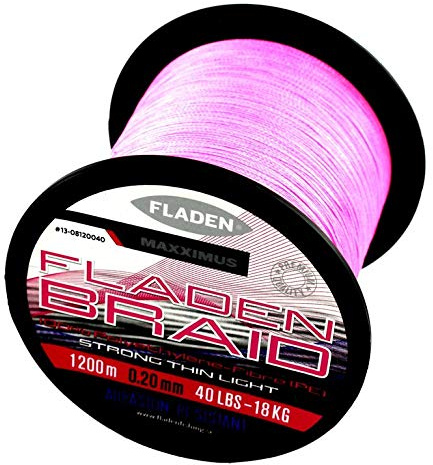 Fladen MAXXIMUS Braid, geflochtene Angelschnur in Pink oder Gelb verfügbar, Schnurstärke 0,10mm - 0,35mm, Tragkraft von 9kg - 30kg