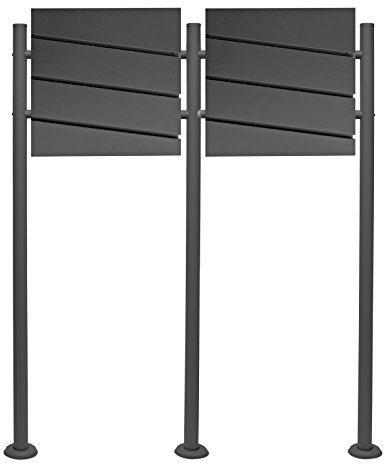 Wiltec Set Cassetta postale doppia autoportante V16 antracite con telaio di supporto