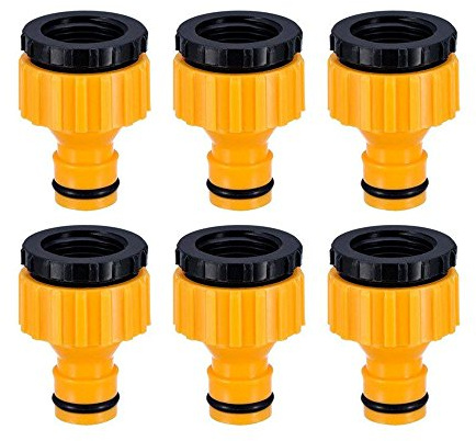 Topways® 6 Stück Hahnverbinder Anschluss für Wasserhähne mit Gewinde, 1/2 '' 3/4 '' BSP 2in1 Tap Connector Faucet Adapter Garten Hahnverbinder Wasserhahn Anschluss für Wasserhähne mit Gewinde