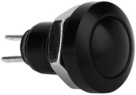 Qii lu 1A 24V 8mm Mini impermeabile auto momentaneo pulsante interruttore di accensione in lega di zinco-alluminio(nero,)