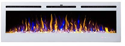 2025 TruFlame PREMIUM PRODUCT 50inch Flat White Wall Mounted Electric Fire with 3 colour Flames and can be inserted (Pebbles, Logs and Crystals)!