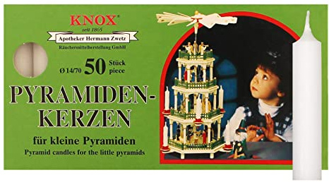 Knox Pyramidenkerzen weiß 14 x 70 mm, 50 Stück