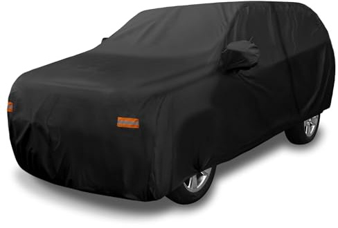 X AUTOHAUX SUV Car Cover for Chevrolet Tahoe 4 Door 2007-2024 Outdoor Waterproof Sun Rain Dust Wind Snow Protection 190T PU W/Driver Door Zipper Black