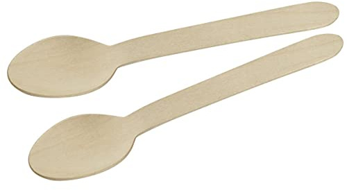 Fackelmann - Juego de 30 cucharas desechables de madera FSC 16 cm | Paquete de 30, tamaño compacto para postre y café, madera certificada FSC, 16 x 3 x 0,5 cm, uso para llevar