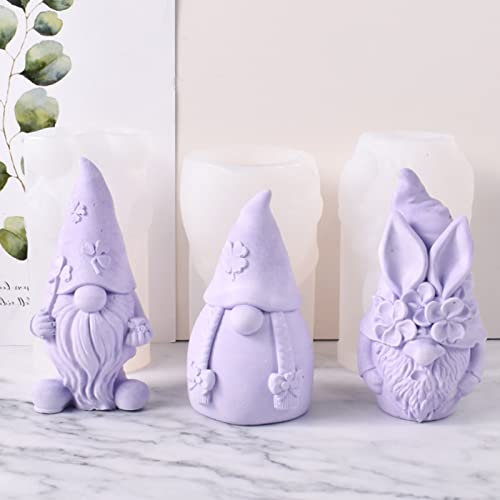 FZQBEY 3D St. Patrick's Day Dwarf Candle Moulds for Candle Making,Faceless Gnome Soap Making Mold Easter St. Patrick's Day Gonk Silicone Mould for Soap Candle Gnome Ornament
