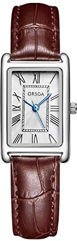 CIVO Vintage Armbanduhr Damen Klein: Rechteckig Römisches Zifferblatt Kleid | Analog Quarz Damenuhr Lederarmband für Schmales Handgelenk - Elegante Klassische Dresswatch - Geschenke für Frauen Ehefrau