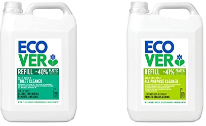NETTOYANT WC SENTEUR PIN ET MENTHE - 5L & Nettoyant Multi-Usages Format XL Origine Naturelle avec Eco-Surfactants Multi-Surfaces, Citron, 5 L