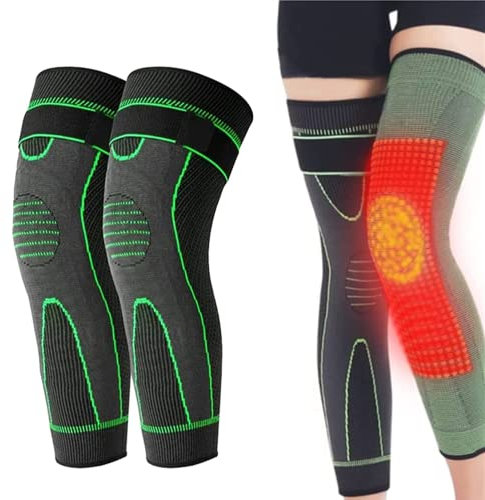 Kneeca Tourmaline Acupressure Self-Heating Shaping Knee Sleeve,3D High Elastic Knee Brace Support Compression Sleeve Wormwood Self-Heating Knee Pads (XXL, Green)
