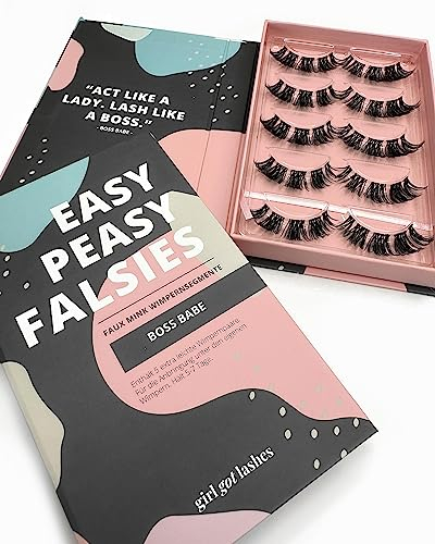 GirlGotLashes Große Boxen Heart to break Handgemachte Wimpernextensions Wimpernverlängerung für Zuhause 5 Wimpern-Paare Fake Lashes mit 5-7 Tagen Halt Vegan