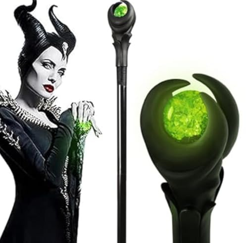 SINSEN Halloween LED Licht Maleficent Zauberstäbe Zauberer Zepter Zauberstab Cosplay Maleficent Stab Glühender grüner Lichtstab Halloween Cosplay Requisiten