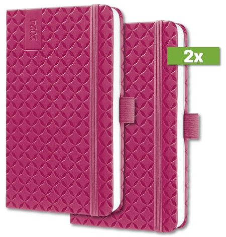 SIGEL J4104/2 Wochenkalender Jolie 2024, ca. A6, pink, Hardcover, Gummiband, Stiftschlaufe, Einstecktasche, 174 Seiten, aus nachhaltigem Papier, Terminplaner, 2 Stück