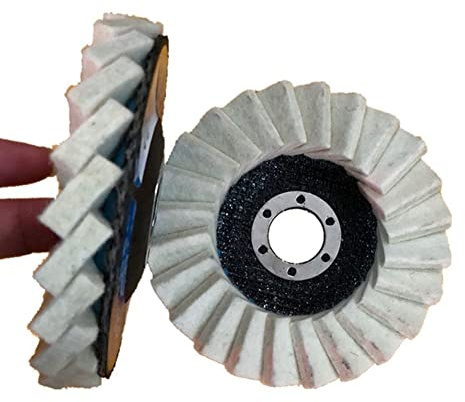 BomDog Mola, 2 Pezzi 4,5 Pollici 115X22 Mm Mole Lucidanti Dischi Lamellari in Feltro Di Lana Tampone per Vetro, Mobili, Ceramica