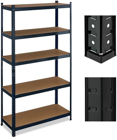 Relaxdays Schwerlastregal, 5 Ebenen, HBT: 180 x 100 x 40 cm, bis 500 kg, Stahl, Lagerregal für Keller & Garage, schwarz