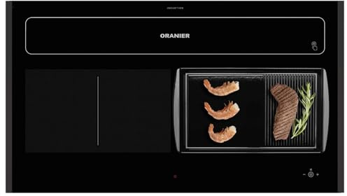 Oranier Induktionskochfeld KFL 2092 - Flächen-Induktion 90 cm Abluft-Umluft Kochfeldabzug Grillplatte halb-gerillt & schwarzen Seitenleisten