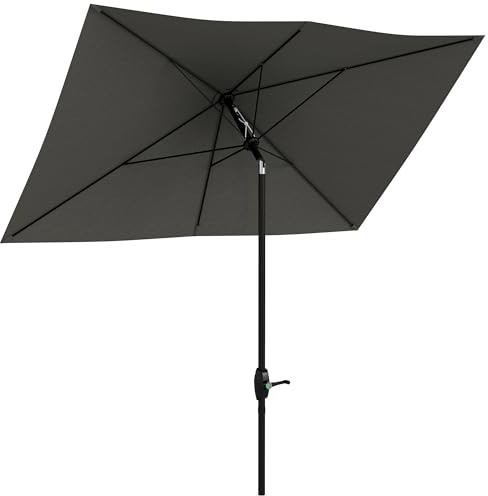 Outsunny Sombrilla de Terraza Exterior 3x2 m Parasol de Terraza Exterior con Ángulo Ajustable Mástil de Aluminio y Protección UV 50+ Sombrilla para Jardín Patio Gris Oscuro