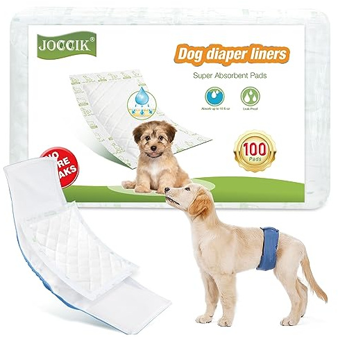 Dog Nappy Liners 100ct Super Soft and Absorbent, Disposable Incontinence Pads for Male Dog Belly Bands or Female Dog Diapers(Regular, 100pcs)